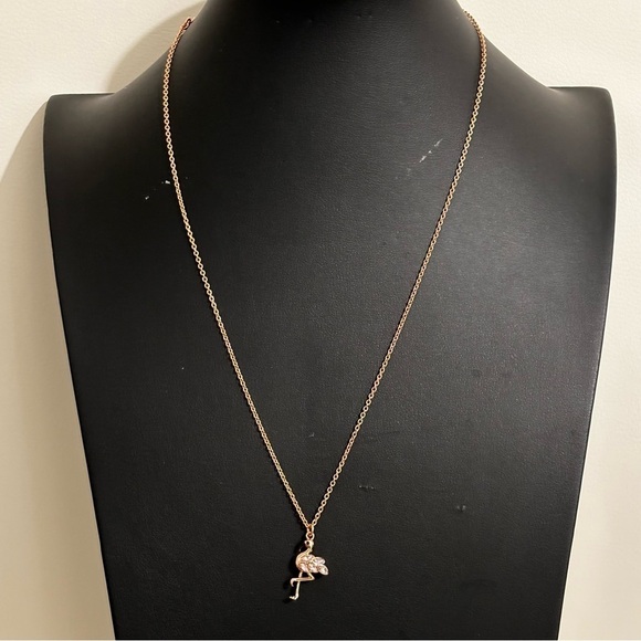 Kate Spade Flamingo enamel and rhinestone on a rose gold chain - Picture 2 of 6